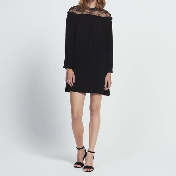 Sandro Dresses & Skirts - Sandro Paris Nora Sheer Lace Yoke Black Mini Dress